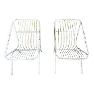 Paire de fauteuils en fer forgé année 60