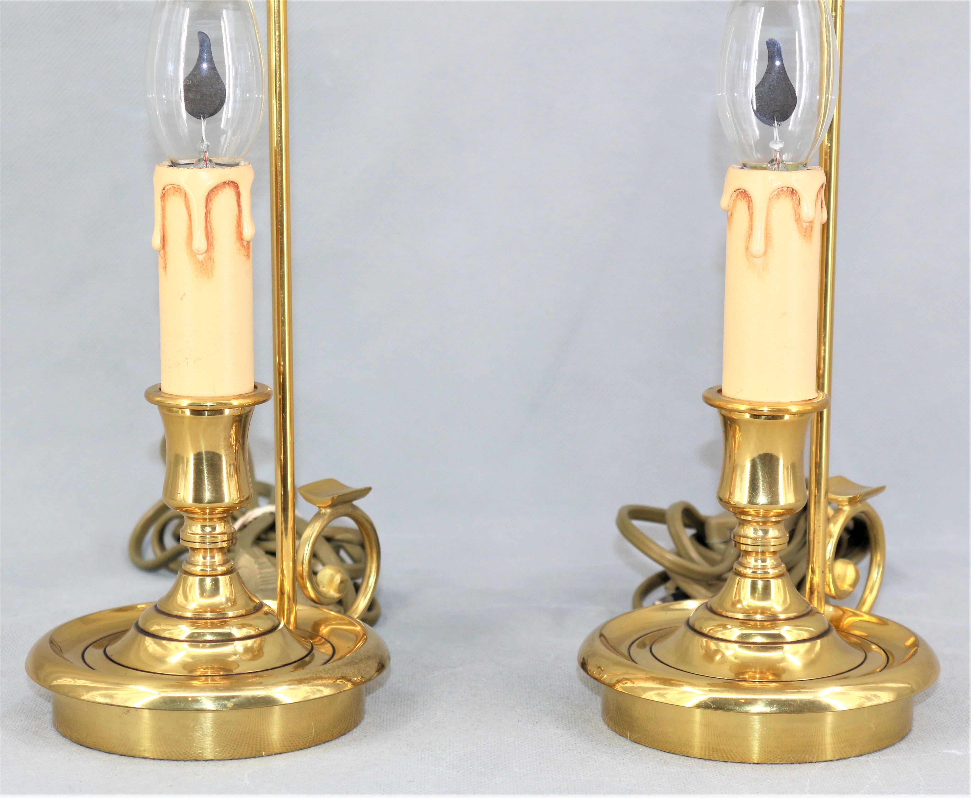 Pair of lamps bronze conical lampshade Lucien Gau