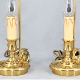 Pair of lamps bronze conical lampshade Lucien Gau