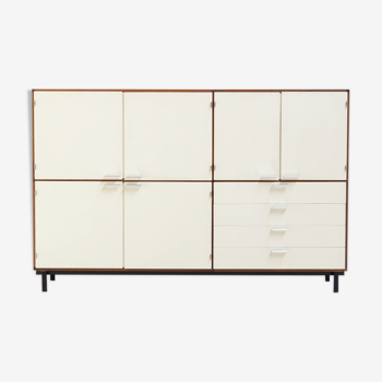 Two-level sideboard in wengé and white by Cees Braakman for Pastoe