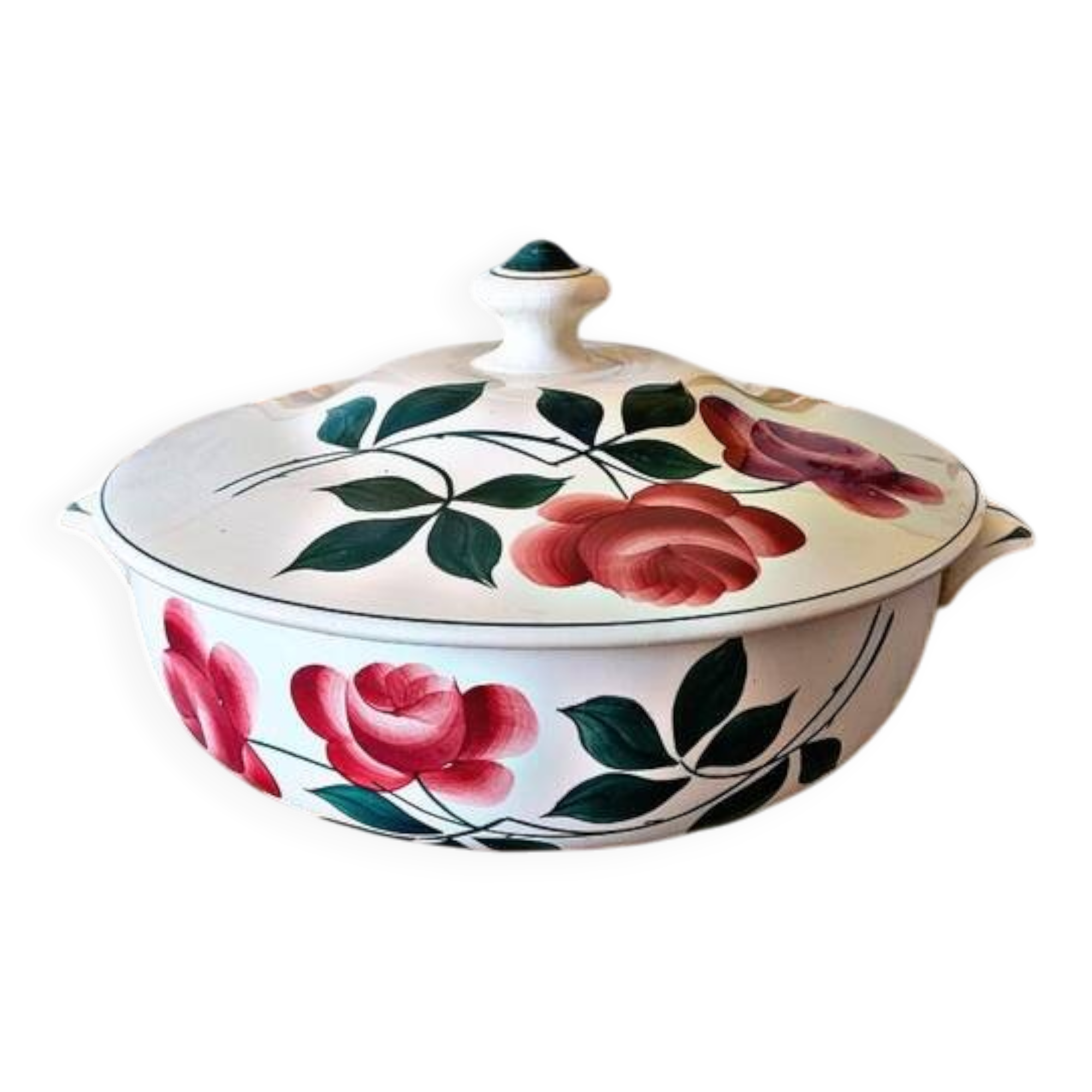 Choisy Le Roi HBC soup tureen model Vernon with rose pattern before 1920