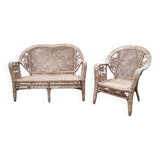 Ensemble de jardin en rotin Peacock banquette  et fauteuil