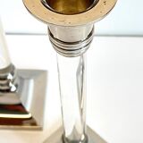 Vintage lucite and silver metal candle holders