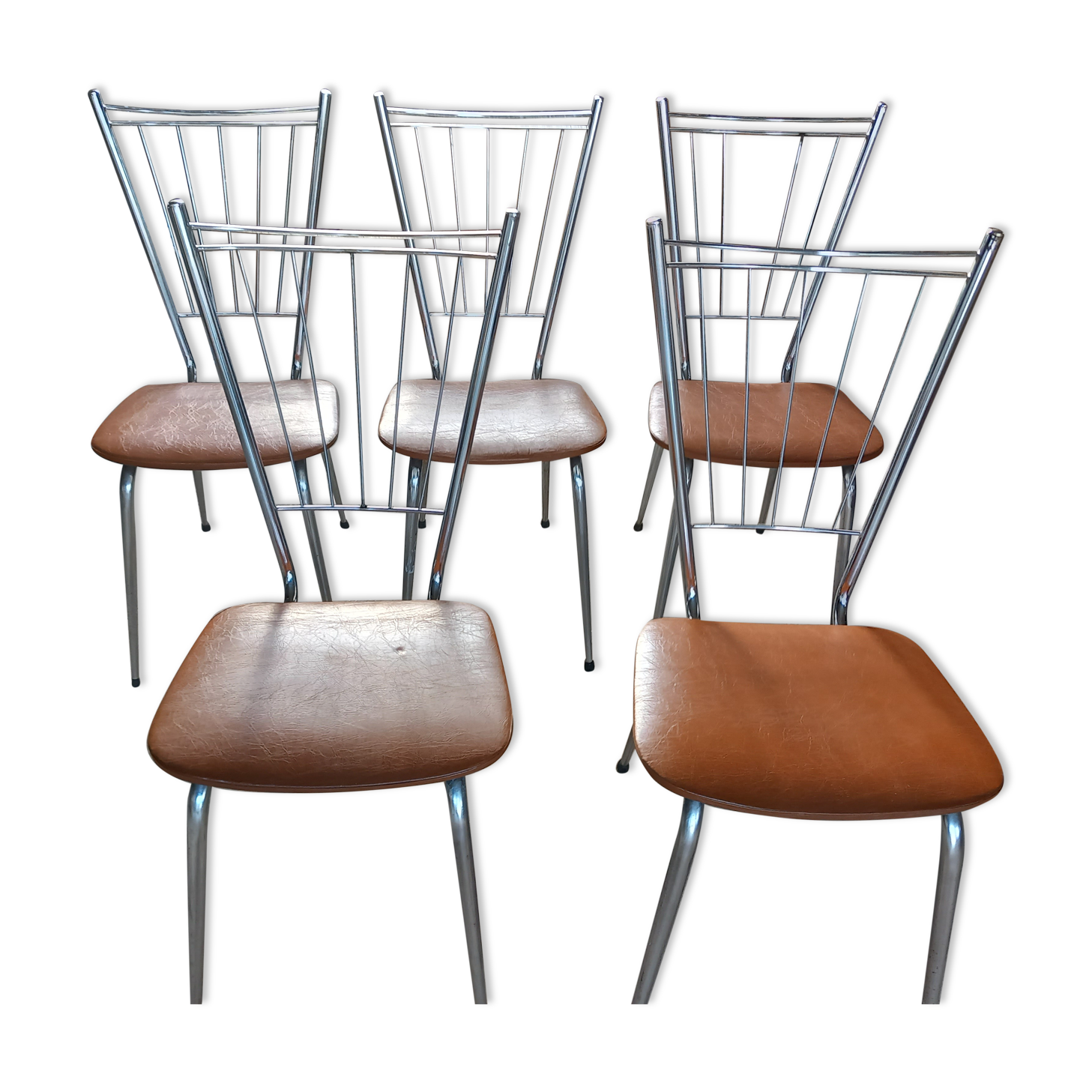 Suite of 5 vintage chairs 1950