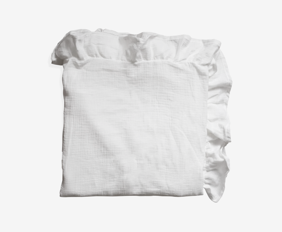 Nappe volantée en gaze de coton upcyclée blanche