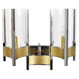 Gaetano Sciolari Large Wall Sconces / Sconces, Chrome, Brass, Glass, 1970s
