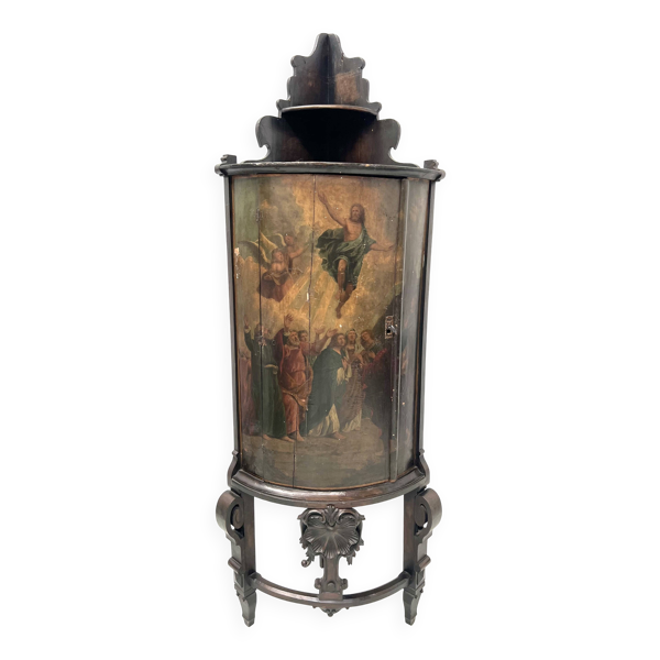 Meuble d'angle en demi lune a décor d'une scène biblique XIX siècle