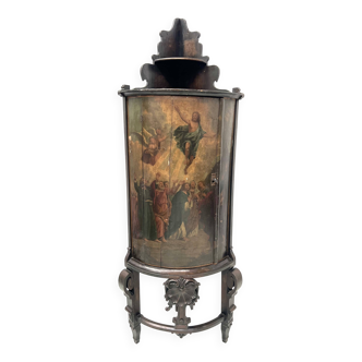 Meuble d'angle en demi lune a décor d'une scène biblique XIX siècle