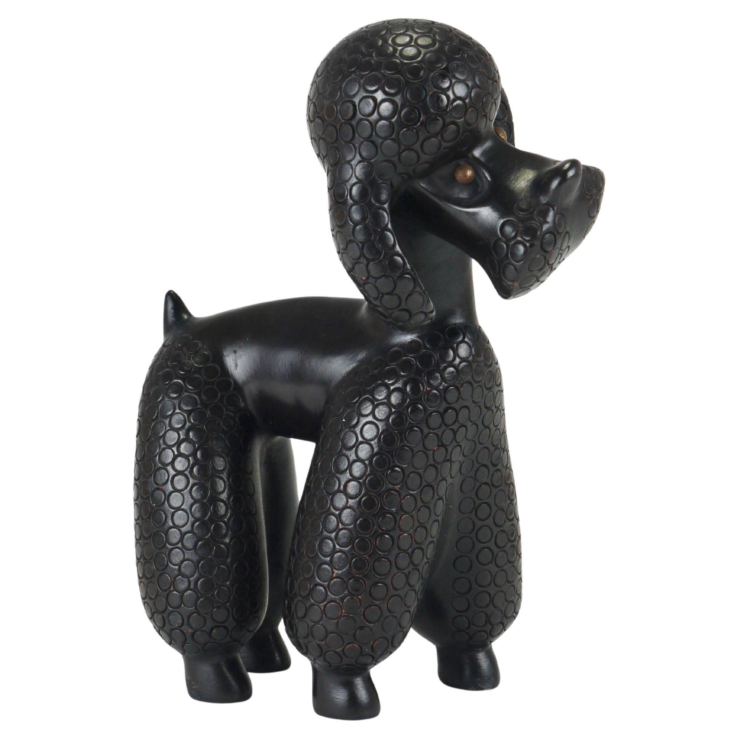 Charming Poodle Figurine Sculpture by Leopold Anzengruber, Austria, 1950s