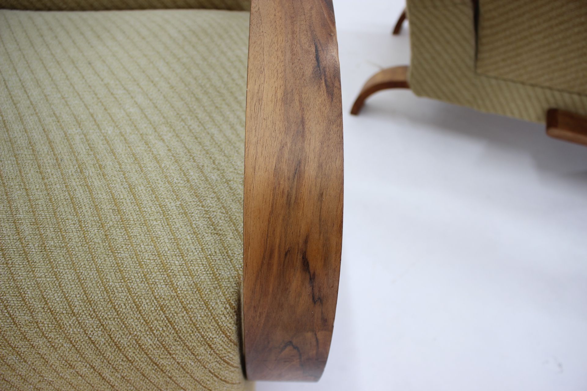 1940s Pair of Art Deco Armchairs in Walnut, Czechoslovakia