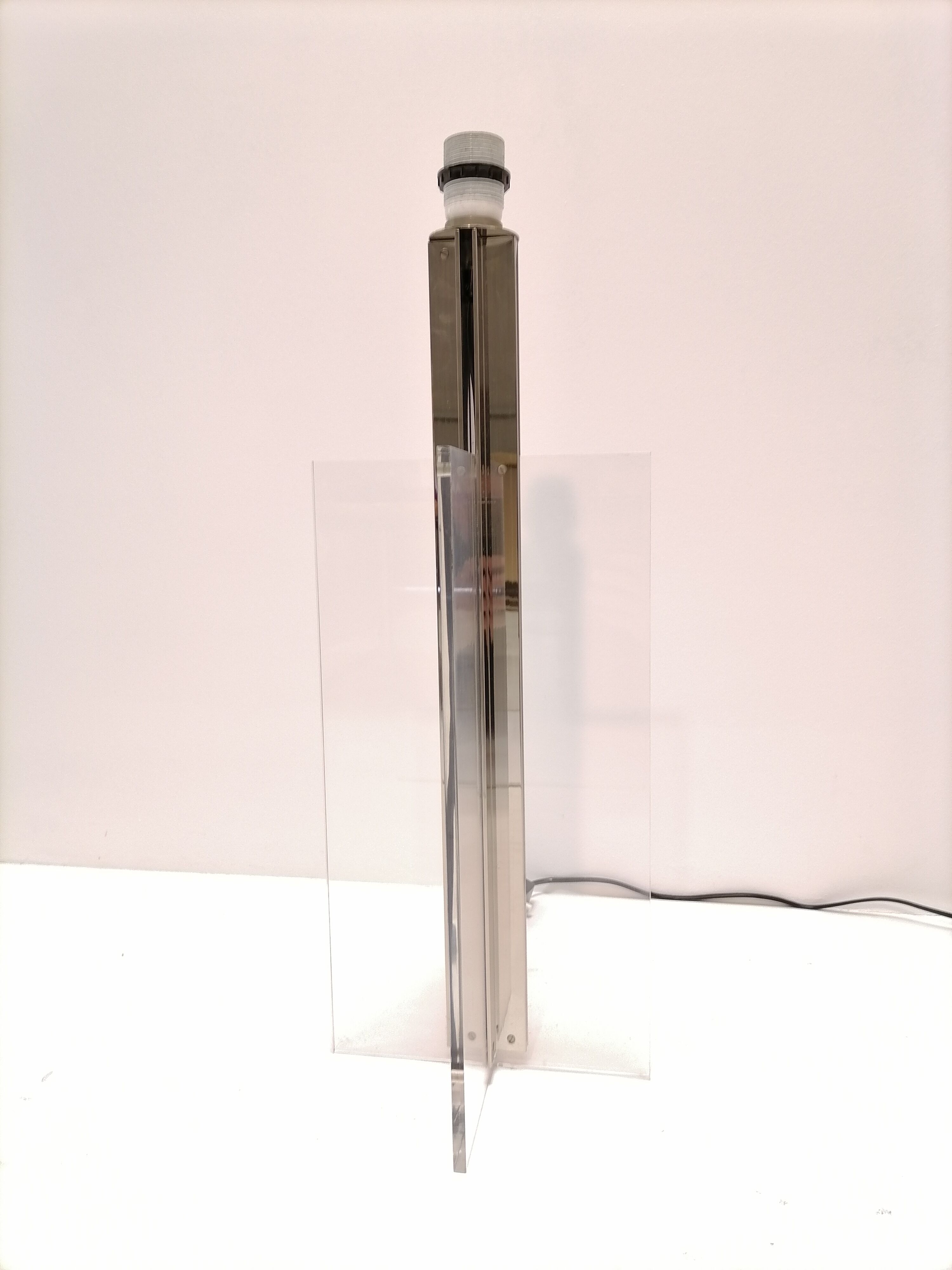 Large stainless steel and plexiglass lamp 1970 france