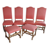 4 chairs and 2 poufs in Louis XIII style