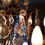 Lustre bronze et pampilles en cristal Baccarat