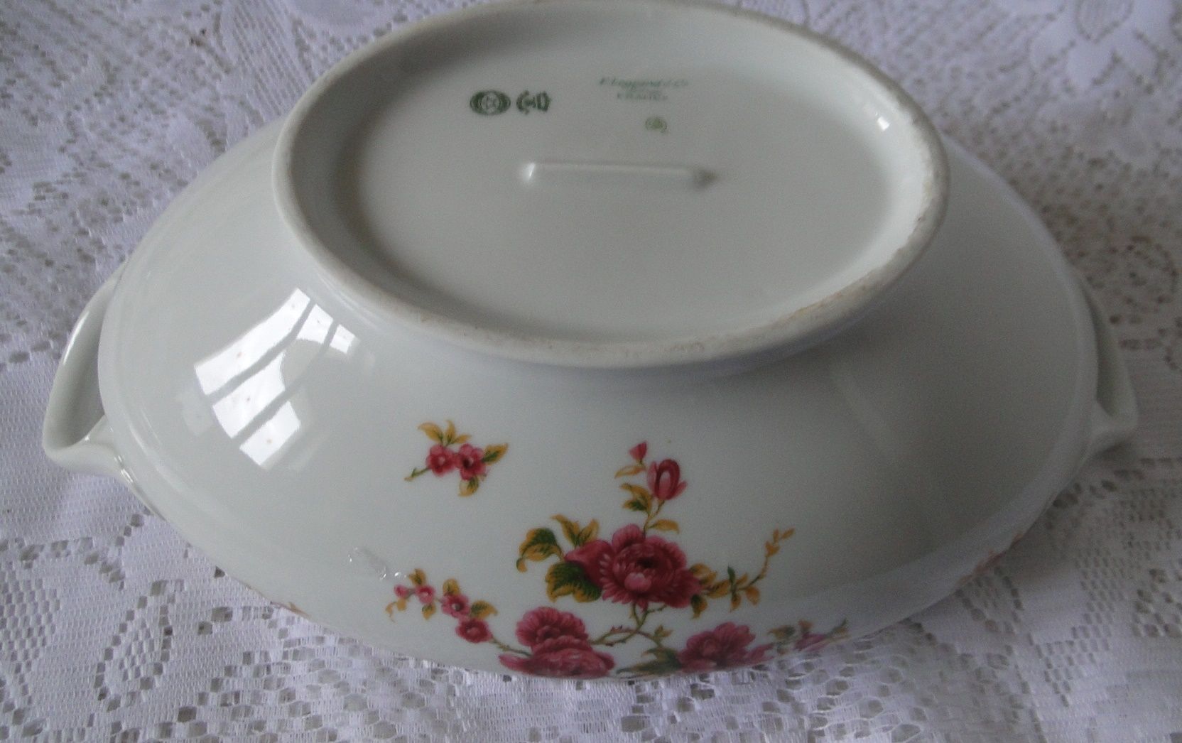 Legumier pörcelaine de limoges f legrand & cie floral décor white background