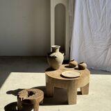 Oval petrified wood dish or bowl with grey edges D28x24 -3779