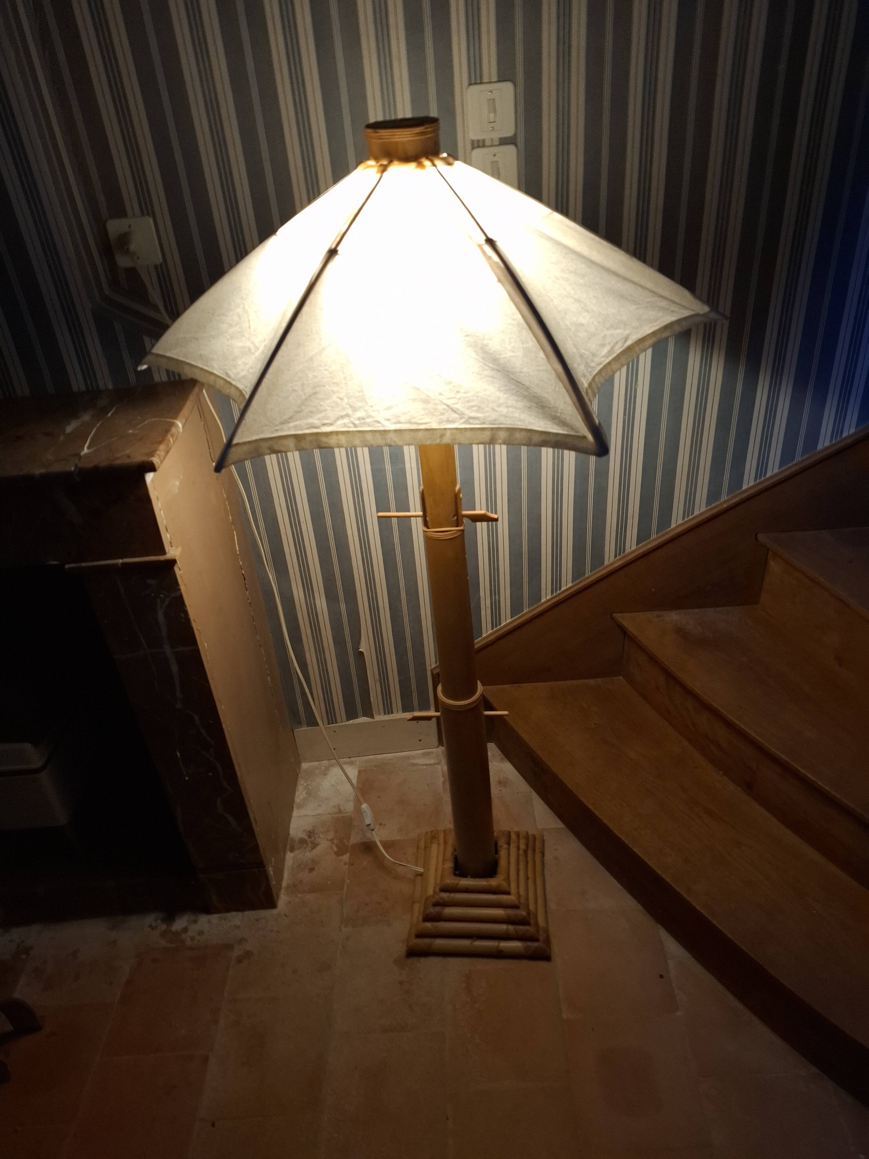 Vintage 70's adjustable bamboo floor lamp