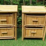 Pair of bamboo bedside tables