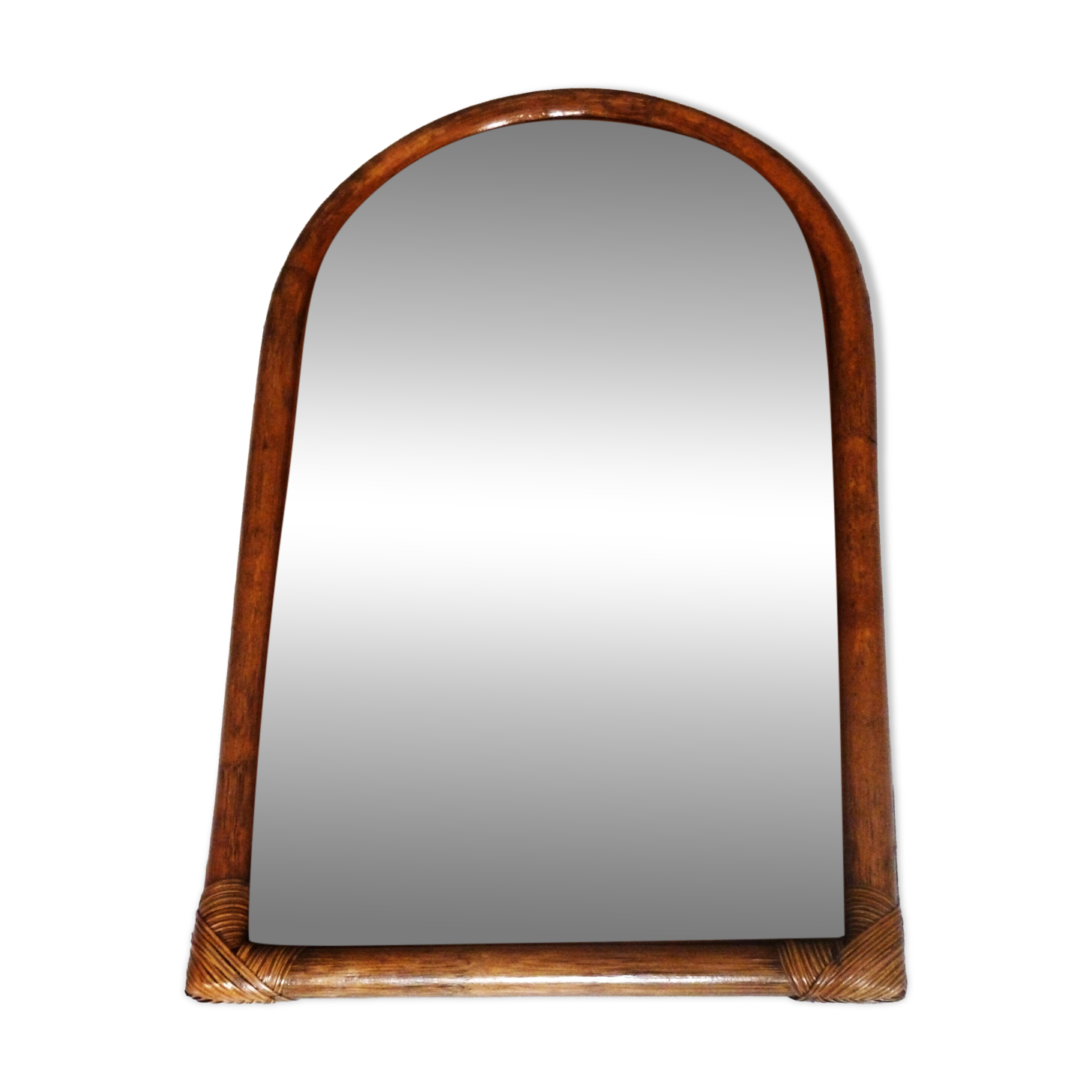 Bamboo oval mirror 55.5X34 cm - vintage bamboo wall mirror.