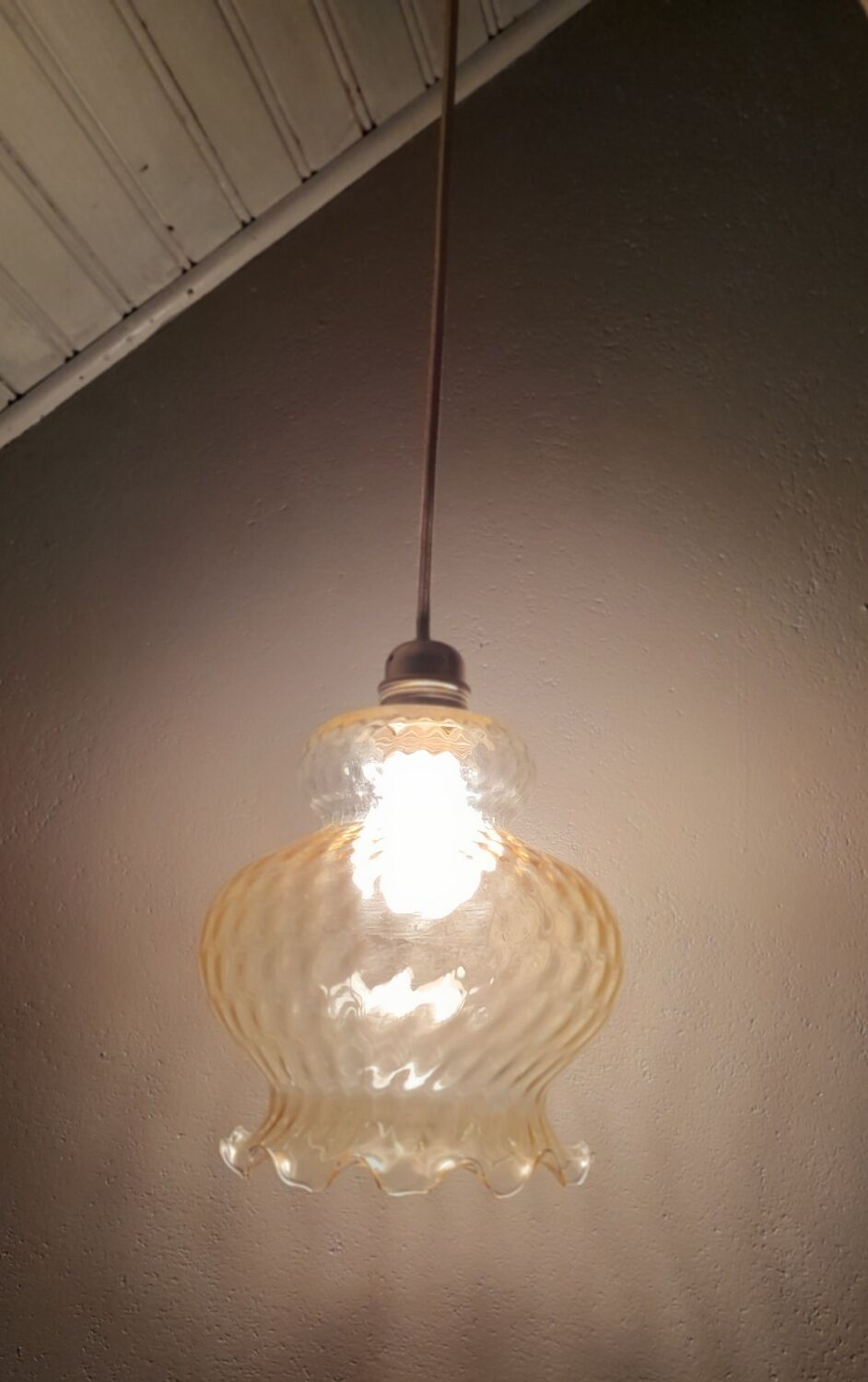 Tulip suspension amber glass, vintage