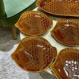 Fish service 6 plates 1 large dish