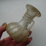 Vase with miniature handle Scavo Seguso Vetri d'Arte iridescent glass Murano 1950