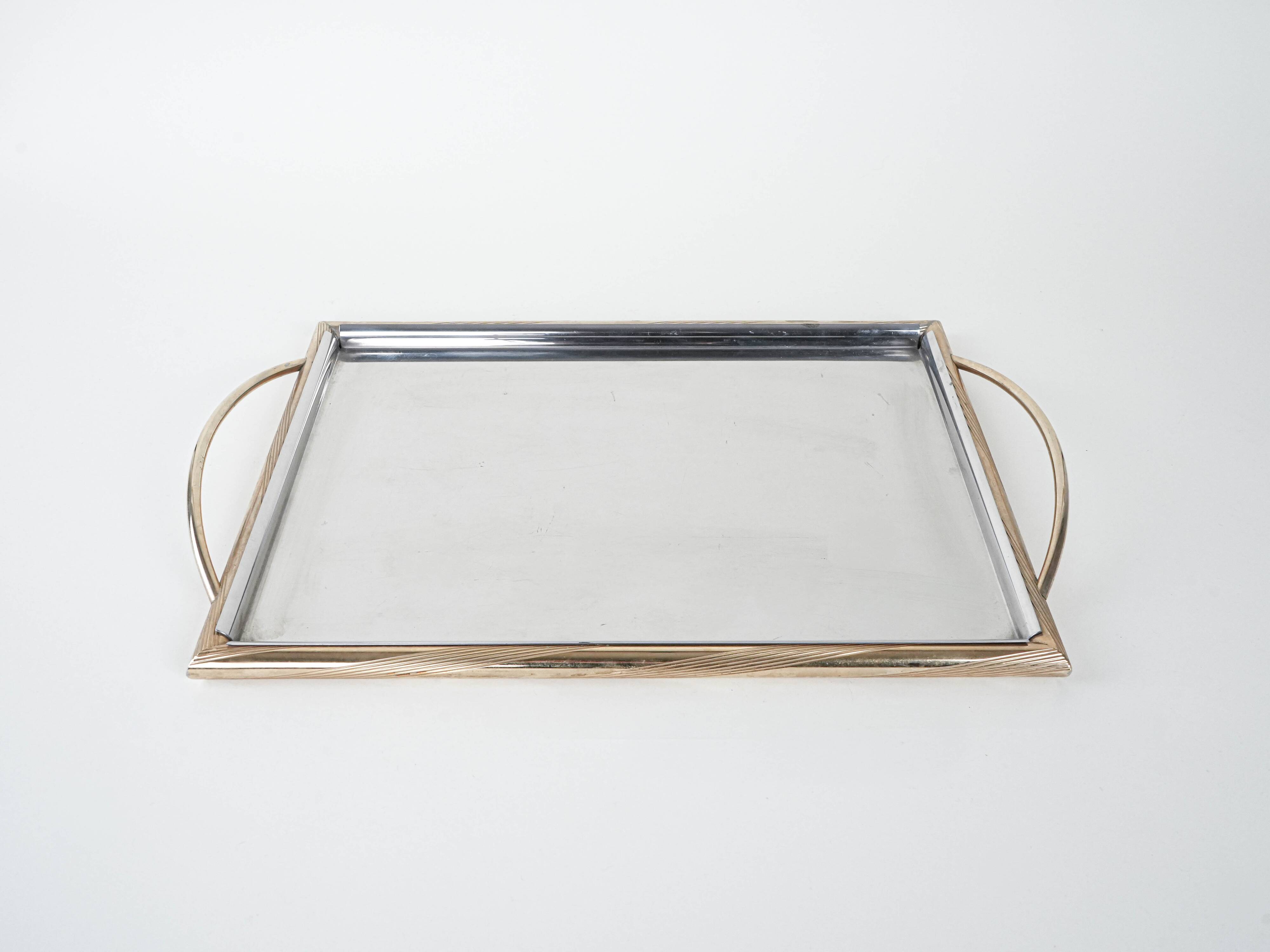 Stainless steel tray, german design, 1970s, manufactured by gottinghen