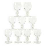 Set of 9 liqueur glasses with engraved crystal stems, Art Nouveau 1910