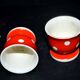 Set of 2 vintage egg cups in red earthenware with white polka dots 5cm