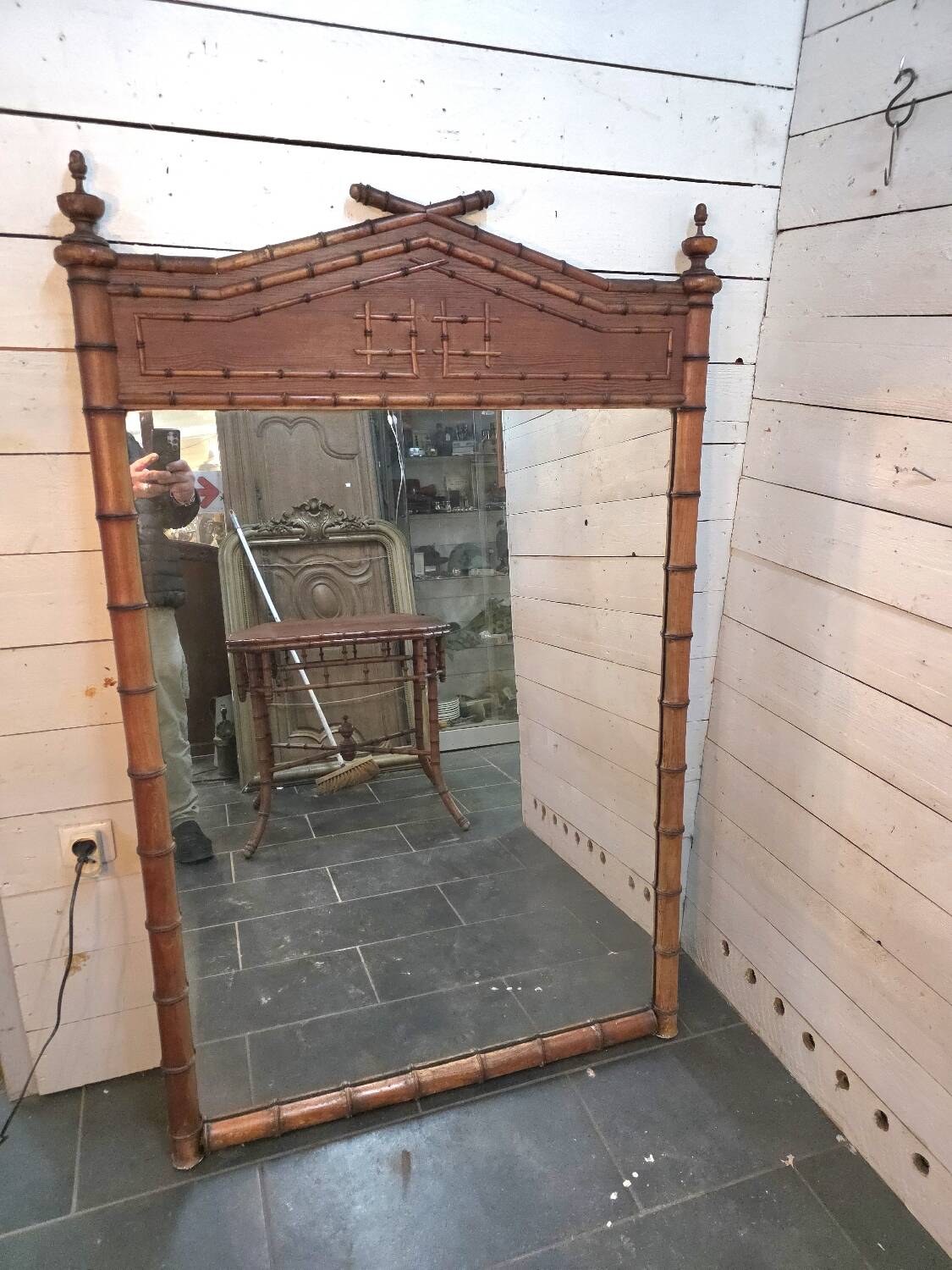 Miroir en bois bambou du XIXème , 163×105cm