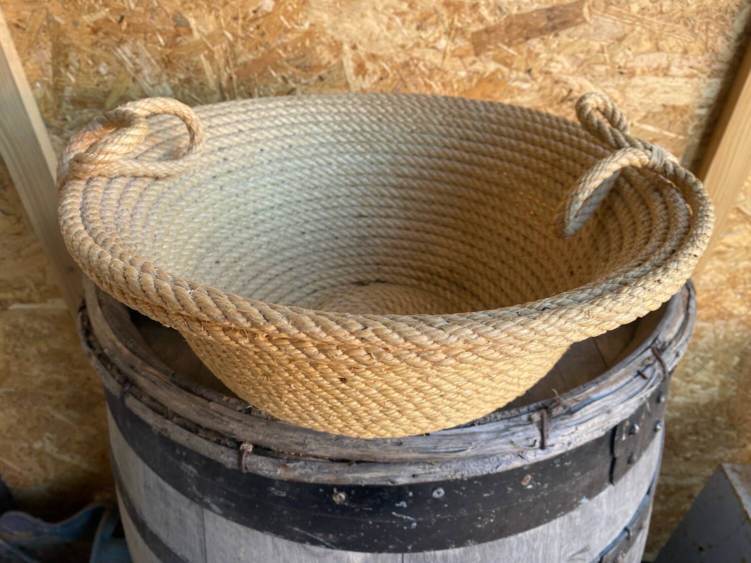 Old Basket with Vintage Rope Handles
