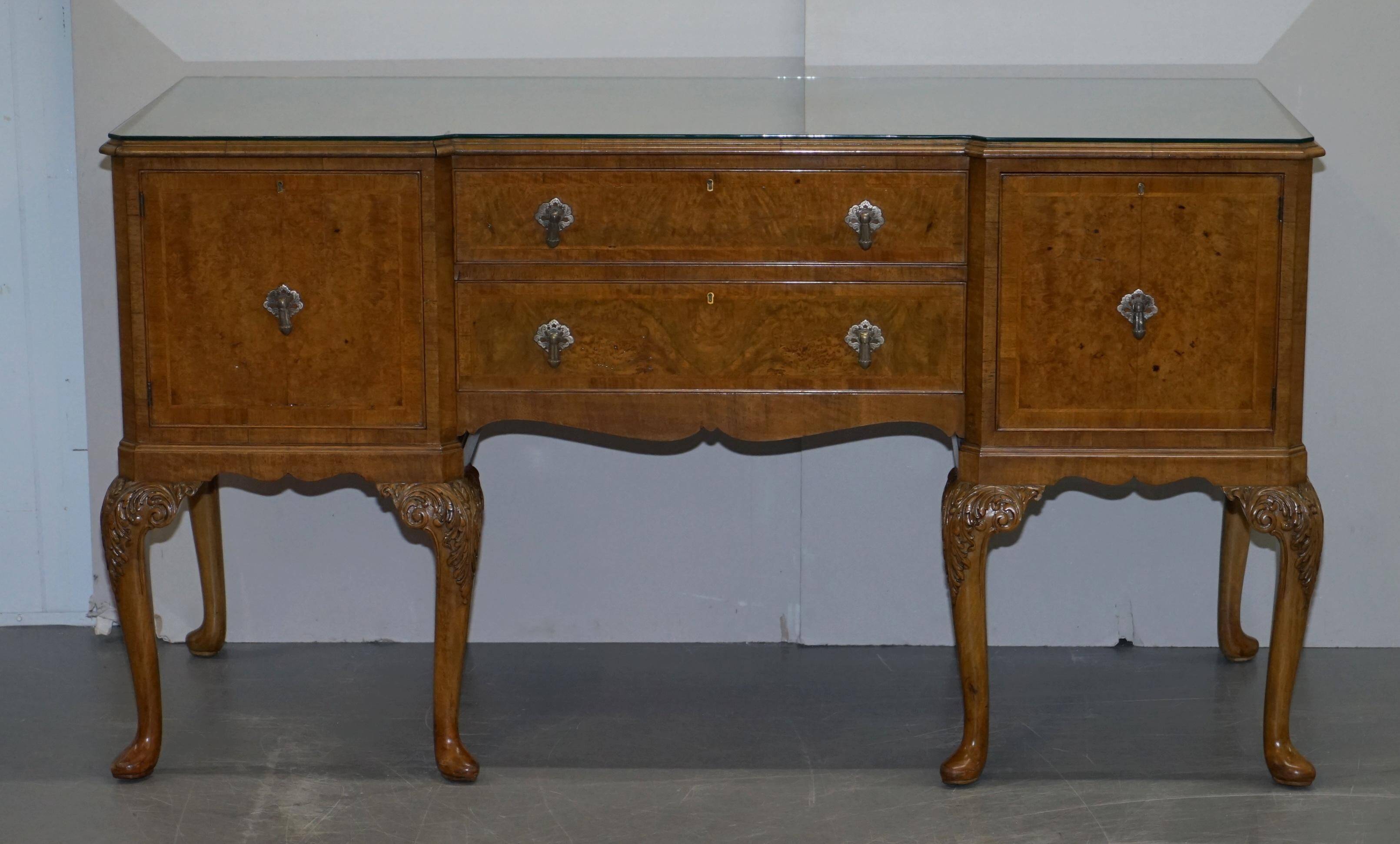 Buffet Breakfront in Burr Walnut Art Deco Denby & Spinks Leeds