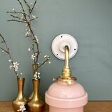 Vintage pink opaline globe wall light.