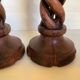 Pair of candlesticks picnic candle in twisted turned wood
