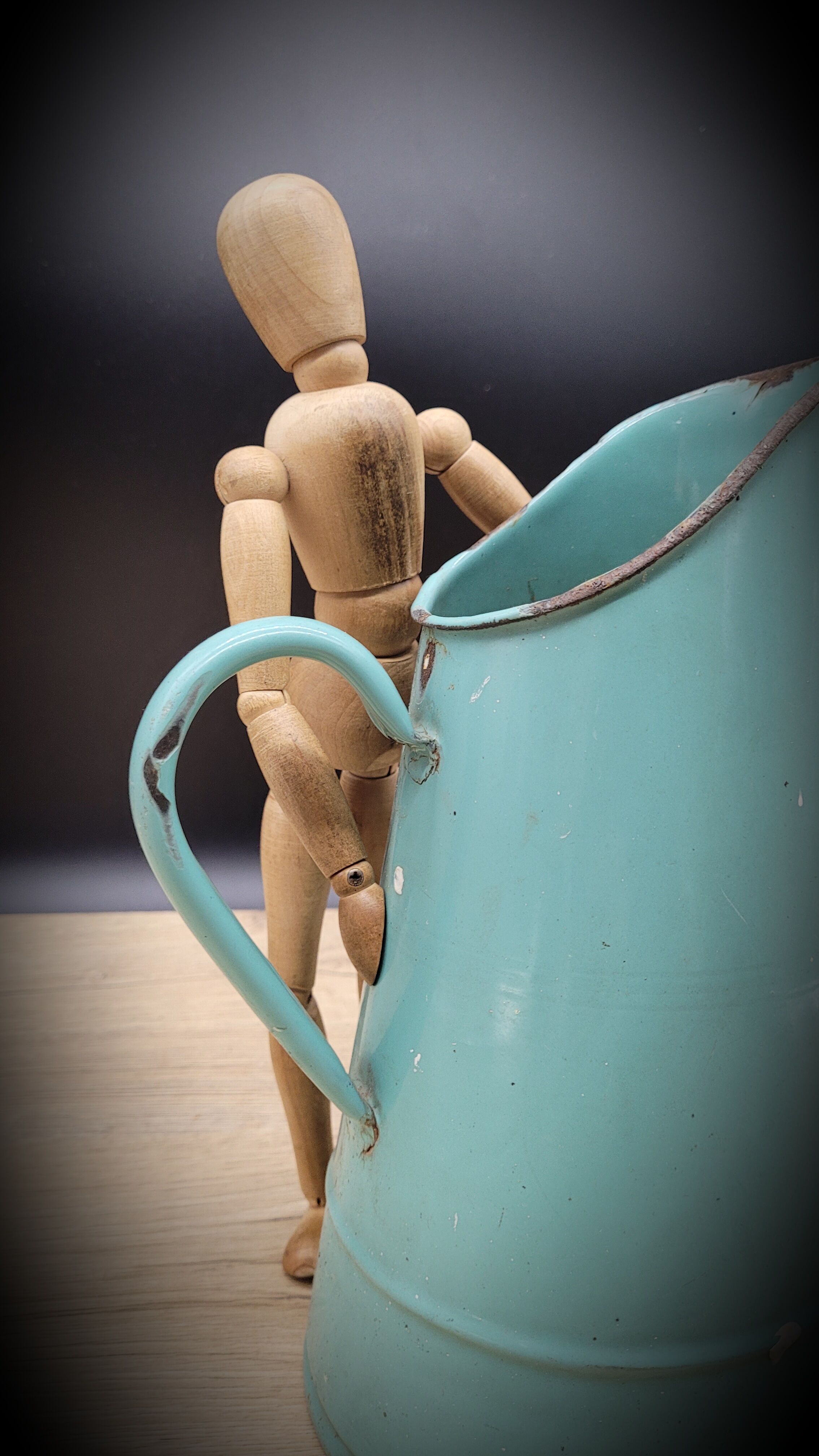 Green enamelled pitcher