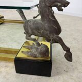 Old brass and gilded bronze table horses design from the 70s vintage Horses