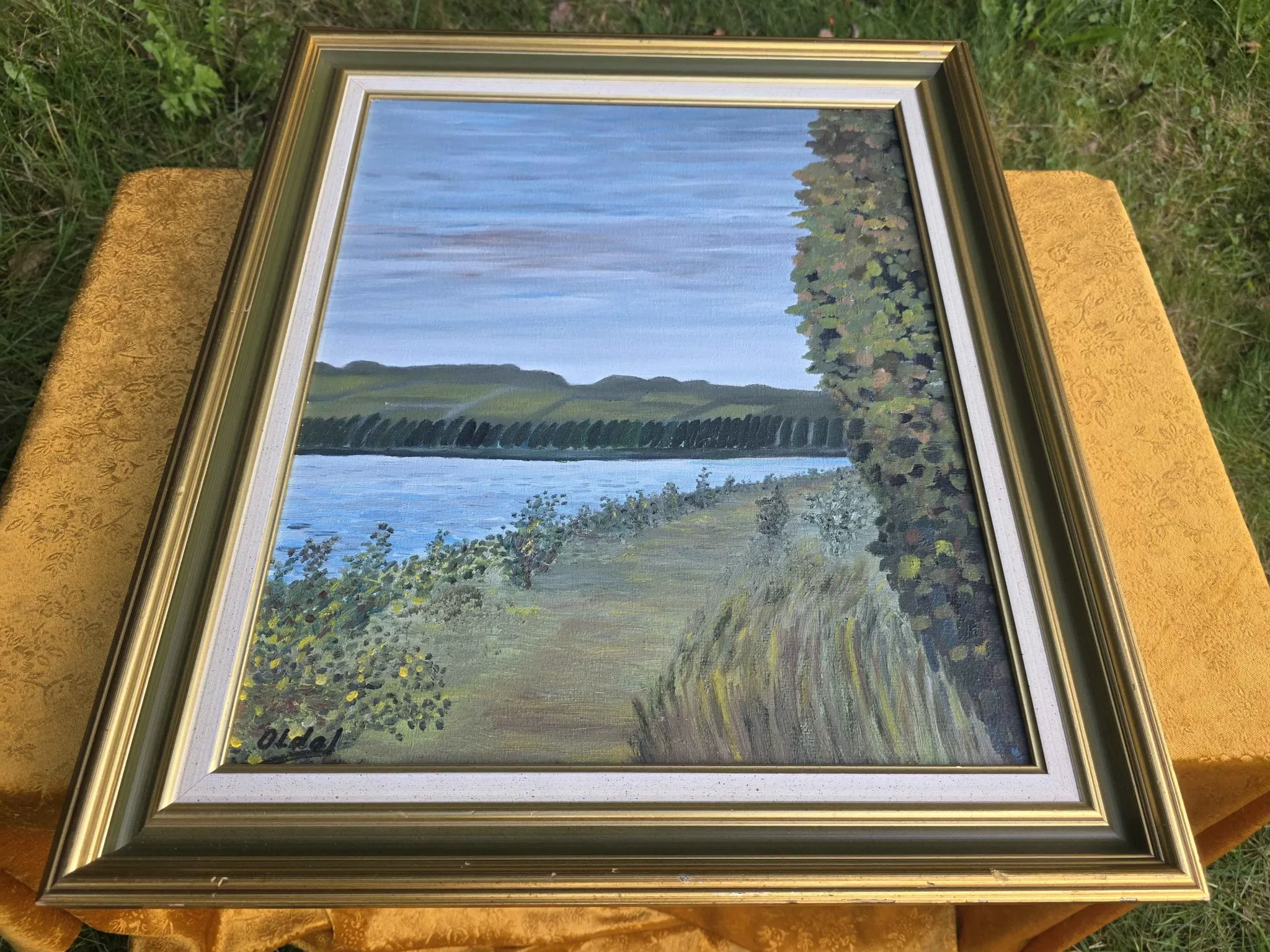 French Seine River Landscape Oil Painting