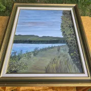 Peinture à l'huile du paysage de la Seine en France