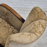 1950s, Danish vintage relax armchair, furniture velour, ash wood.