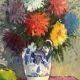 Original Swedish Oil on Canvas – “Asters in a Ceramic Vase” by Eric Lundgren – Signed – Vintage and Framed – 60 × 54 cm (23.6" × 21.3")