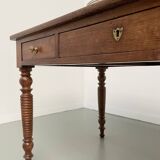 Walnut and pine drapery farmhouse table