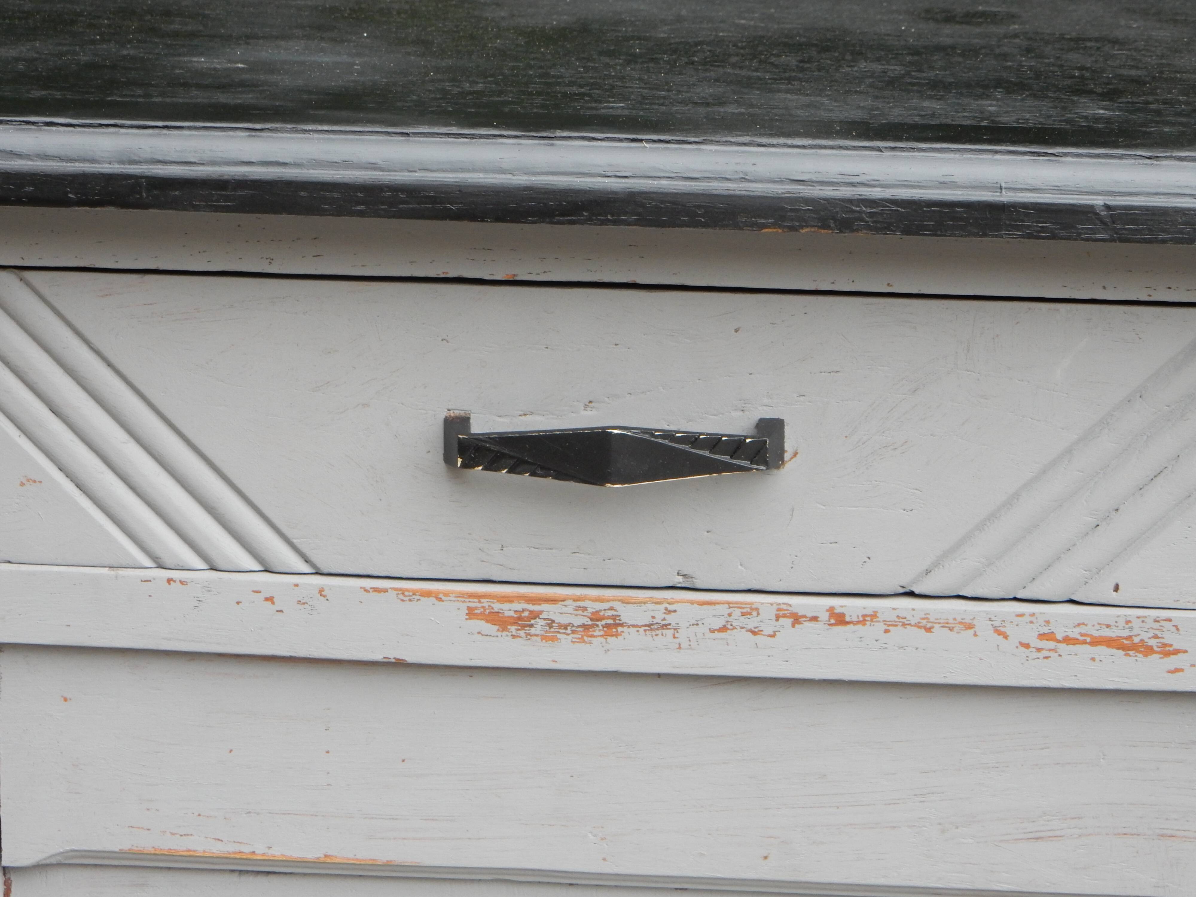 Superbe buffet parisien art déco gris patiné et noir