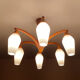 Vintage Pendant Lamp Scandinavian Temde, Wood and Opal Glass, 60s