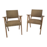 Paire de fauteuils bridge vintage 1950