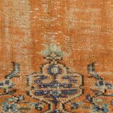 7x9 Orange & Cream Oriental Pattern Vintage Rug, 202x282Cm