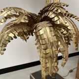 Large brass palm tree floor lamp with 3 trunks