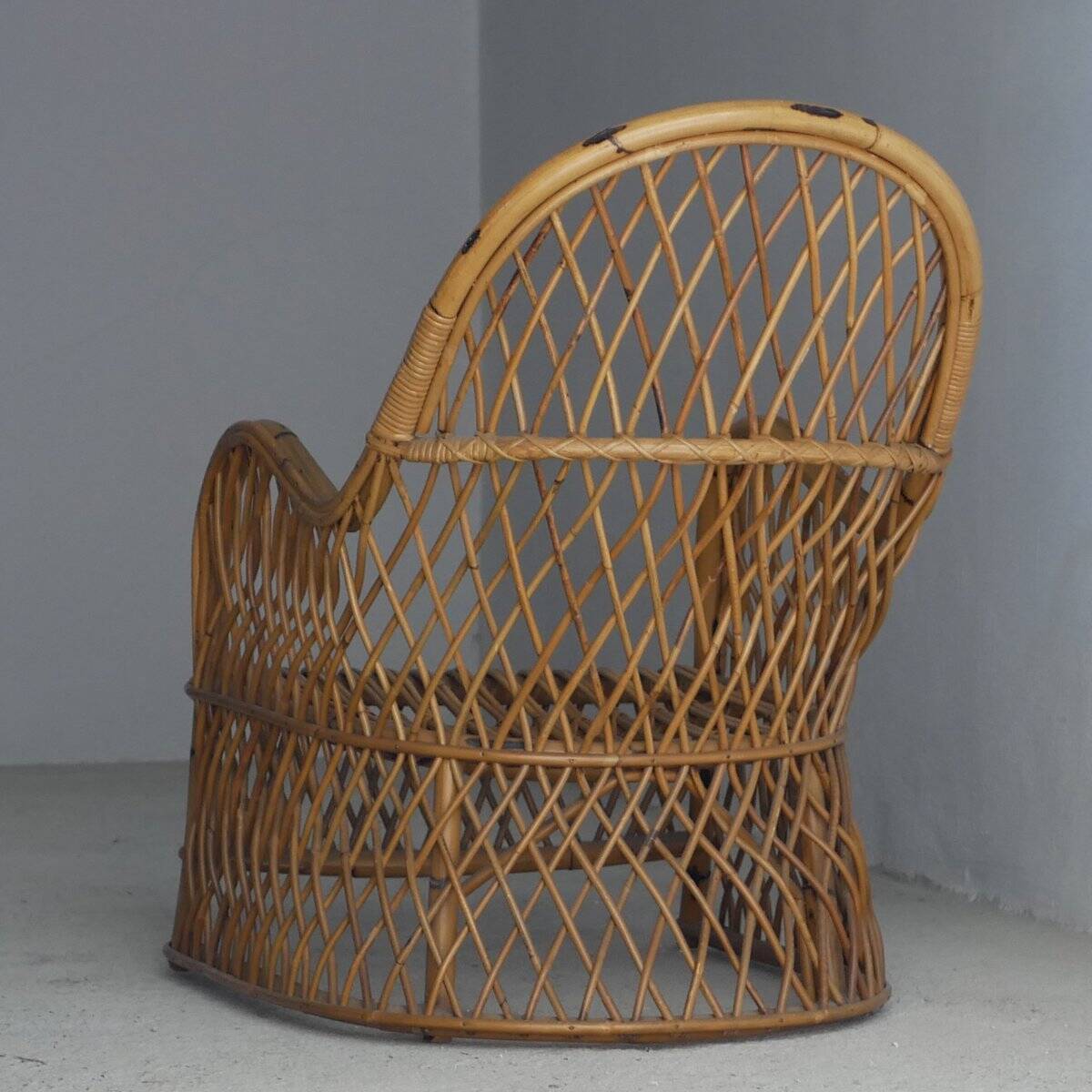 Fauteuil en rotin Gervasoni, années 1960