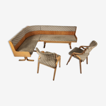 Canapé d’angle et 2 chaises par Ludvik Volak pour Drevopodnik Holesov, années 1960