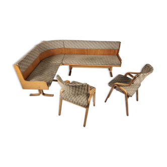 Corner sofa & 2 chairs by Ludvik Volak for Drevopodnik Holesov, 1960s