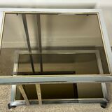 Belgo chrome tray / rolling table in chrome and gilded brass 70'S