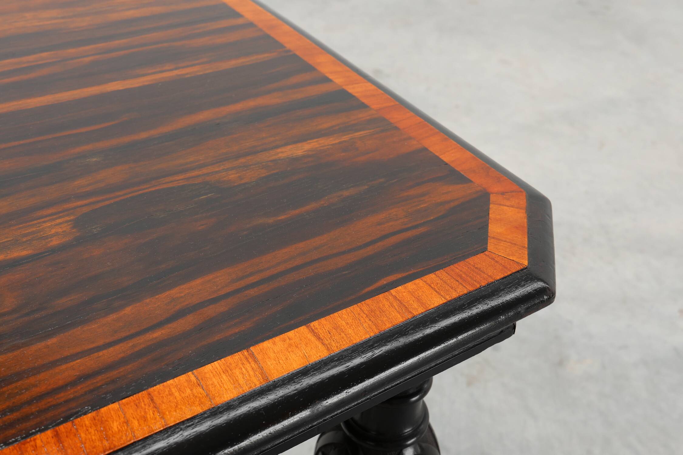 19th Century English side table with geometric wood inlay by John Taylor &